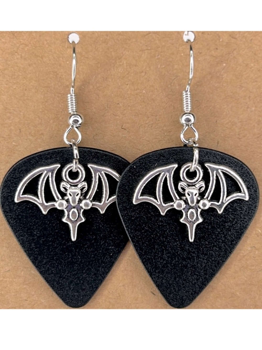 Guitar Pick Custom Earrings With Skeleton Bat  Charm Fashion Jewelry